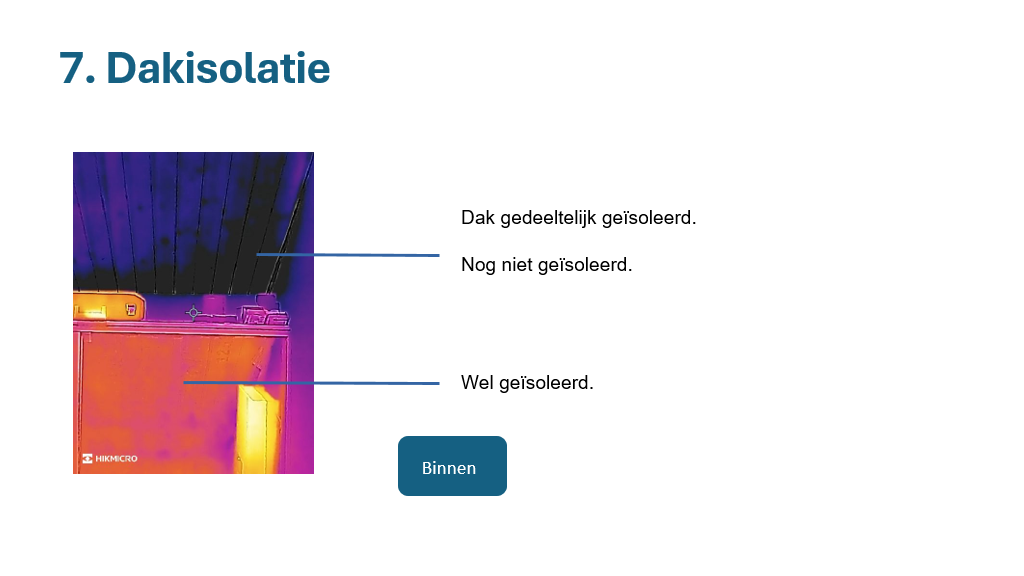 Op dit plaatje is duidelijk het verschil te zien tussen het gedeelte van het dak dat wel al is geisoleerd en welk gedeelte niet